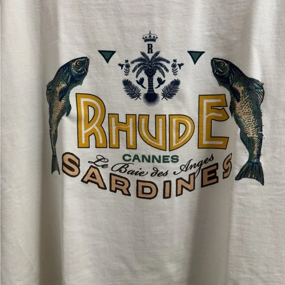 RHUDE ‘Sardines’ T-Shirt Size M Vintage White